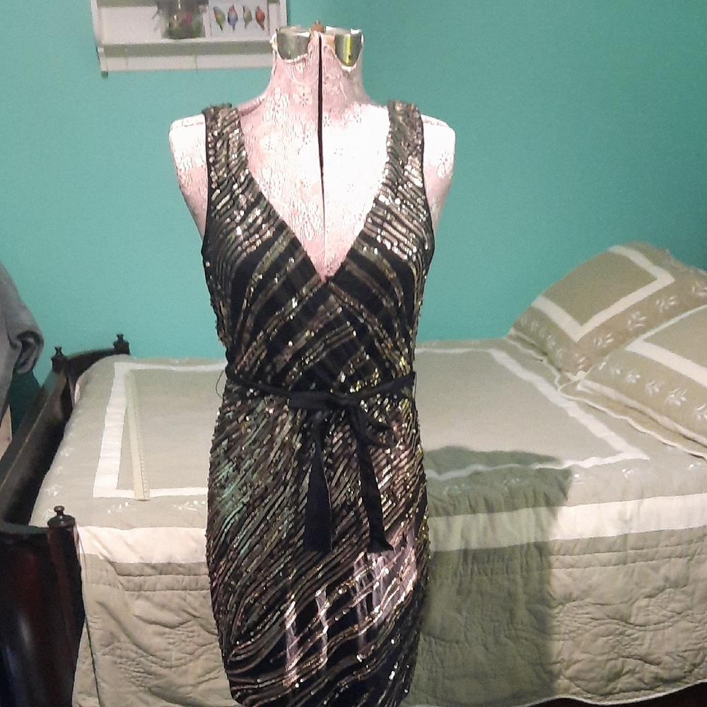 Express Black and Silver Sequin Top